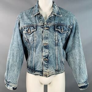 EDWIN Vintage Size M Clubman Blue Twill Cotton Acid Washed Jacket